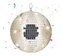 Relaxdays Boule Disco décorative Suspendre Ø 20 cm Champagne, fête, œillet