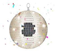 Relaxdays Boule Disco - Diamètre : 20 cm - Boule à facettes décorative à Suspendre - avec œillet en métal - pour fête Disco - Champagne