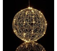 Relaxdays Boule Lumineuse LED, Fonctionne avec Piles, à Poser ou Suspendre, Long câble, diamètre : 30 cm, argentée