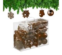 Relaxdays Boules de Noël, Lot de 100, en Plastique, Paillettes, Mates, Brillantes, décoration de Sapin, Marron