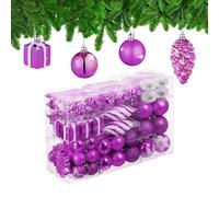 Relaxdays Boules de Noël, Lot de 72, en Plastique, Ornements de Sapin, cœurs, Bottes, Pommes de pin, Rose Fuchsia