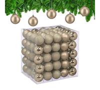 Relaxdays Boule de Noël, lot Pratique de 50, en Plastique Robuste, pour Le Sapin, diamètre : 6 cm, Champagne