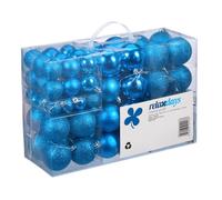 Relaxdays Boules de Noël, Lot de 100, Décoration, polies, Scintillantes et luisantes, Boule de Noël ∅ 3, 4&6 cm, pétrole