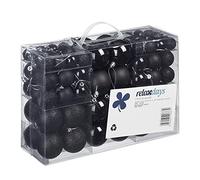Relaxdays Boules de Noël, Lot de 100, Décoration, polies, Scintillantes et luisantes, Boule de Noël ∅ 3, 4&6 cm, Noir