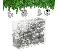 Relaxdays Boules de Noël, Lot de 100, en Plastique, Paillettes, Mates, Brillantes, décoration de Sapin, argentées