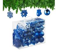 Relaxdays Boules de Noël, Lot de 100, en Plastique, Paillettes, Mates, Brillantes, décoration de Sapin, Bleues
