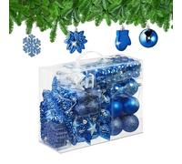 Relaxdays Boules de Noël, Lot de 100, en Plastique, Paillettes, Mates, Brillantes, décoration de Sapin, Bleues