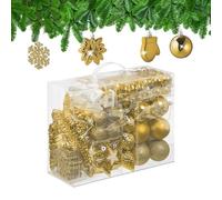 Relaxdays Boules de Noël, Lot de 100, en Plastique, Paillettes, Mates, Brillantes, décoration de Sapin, dorées