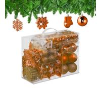 Relaxdays Boules de Noël, Lot de 100, en Plastique, Paillettes, Mates, Brillantes, décoration de Sapin, Orange