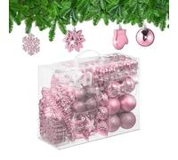 Relaxdays Boules de Noël, Lot de 100, en Plastique, Paillettes, Mates, Brillantes, décoration de Sapin, Roses