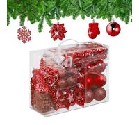 Relaxdays Boules de Noël, Lot de 100, en Plastique, Paillettes, Mates, Brillantes, décoration de Sapin, Rouges