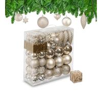 Relaxdays Boules de Noël, Lot de 110, en Plastique, D : 6 cm, décoration de Sapin, avec Guirlande, Choix de Couleur