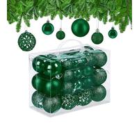 Relaxdays Boules de Noël, Lot de 50, Paillettes, Mates, Brillantes, décoration Sapin, Plastique, D : 3, 4 et 6 cm