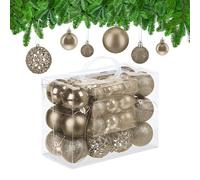 Relaxdays Boules de Noël, Lot de 50, Paillettes, Mates, Brillantes, décoration Sapin, Plastique, D : 3, 4 et 6 cm