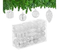Relaxdays Boules de Noël, Lot de 72, en Plastique, Ornements de Sapin, cœurs, Bottes, Pommes de pin, Blanches