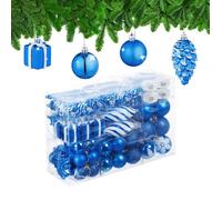 Relaxdays Boules de Noël, Lot de 72, en Plastique, Ornements de Sapin, cœurs, Bottes, Pommes de pin, Bleues