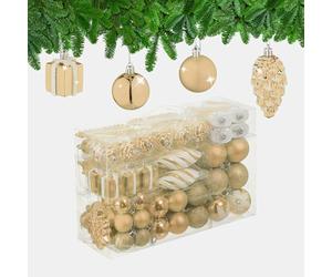 Relaxdays Boules de Noël, Lot de 72, en Plastique, Ornements de Sapin, cœurs, Bottes, Pommes de pin, Choix de Couleur