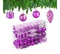 Relaxdays Boules de Noël, Lot de 72, en Plastique, Ornements de Sapin, cœurs, Bottes, Pommes de pin, Rose Fuchsia