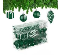 Relaxdays Boules de Noël, lot de 72, en plastique, ornements de sapin, cœurs, bottes, pommes de pin, vertes
