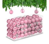 Relaxdays Boules de Noël, Lot de 96, en Plastique, D : 3 cm, Paillettes, Mates, Brillantes, déco Sapin, Roses