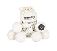 Relaxdays Boules de séchage XXL, 6 balles sèche-Linge, en Laine de Mouton, écologique, Set Pratique, Ø 7 cm, Blanc