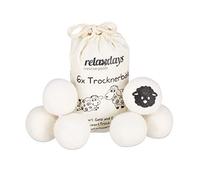 Relaxdays Boules de séchage XXL, Lot de 12, balles sèche-Linge, en Laine de Mouton, écologique, Set Pratique, Ø 7 cm, Blanc