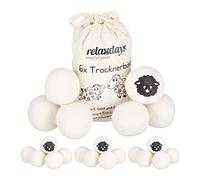 Relaxdays Boules de séchage XXL, Lot de 24, balles sèche-Linge, en Laine de Mouton, écologique, Set Pratique, Ø 7 cm, Blanc