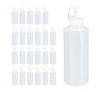Relaxdays Bouteille à Sauce, Lot de 24, 1000 ML, Squeeze Bottle à remplir, récipient Plastique, Ketchup, Transparent