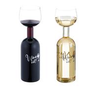 Relaxdays Bouteille avec Verre intégré, 750 ML, Superbe idée Cadeau Original pour Les Amateurs de vin, Transparent