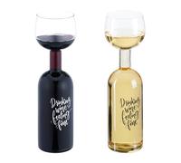 Relaxdays Bouteille avec Verre intégré, 750 ML, Superbe idée Cadeau Original pour Les Amateurs de vin, Transparent