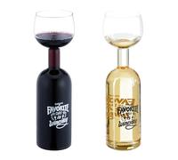 Relaxdays Bouteille avec Verre intégré, 750 ML, Superbe idée Cadeau Original pour Les Amateurs de vin, Transparent