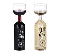 relaxdays Bouteille de vin, Verre XL avec Inscription, 750 ML, Transparent.