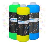 Relaxdays Bouteille Rechargeable de Liquide à Bulles, Lot de 3, 1L par Contenant, pour Machines, souffleurs, Multicolore