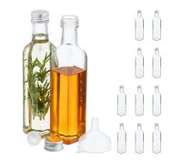 Relaxdays Petites Bouteilles en Verre, Lot de 12, fioles pour spiritueux, huiles, 250 ML, Bouchon à vis, Transparent