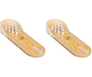 Relaxdays Bowling de Table, Mini-Jeu, Set avec 10 quilles, habileté, Adultes & Enfants à partir de 3 Ans, Nature (Lot de 2)