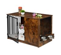 relaxdays Cage pour chien à la maison 2 écuelles rotatives