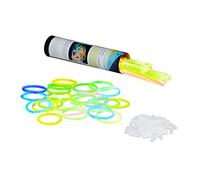 Relaxdays Bracelets fluorescents batons lumineux 100 pièces avec connecteurs 6 couleurs