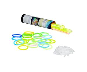 Relaxdays Bracelets fluorescents batons lumineux 100 pièces avec connecteurs 6 couleurs