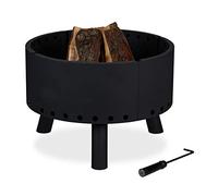 Relaxdays Brasero de Jardin, Bouclier Thermique, tisonnier, Protection des Flammes, bac à feu, HxD 40,5 x 58,5 cm, Noir