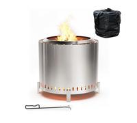 Relaxdays Brasero sans fumée en Acier Inoxydable, H 45 cm, D 49 cm, Pied et bac à Cendres, argenté