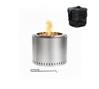 Relaxdays Brasero sans fumée en Acier Inoxydable, Socle et bac à Cendres, 40,5 x 49 cm, argenté