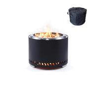 Relaxdays Brasero sans fumée en INOX, H 35 x D 49,5 cm, bac à Cendres et Sac, Noir