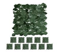 Relaxdays Brise-vue en lot de 12, haie artificielle, feuilles lierres, 50 x 50 cm, pour jardin ou balcon, vert foncé