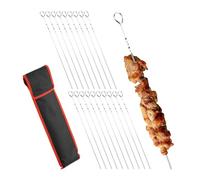 Relaxdays Brochette en Acier Inoxydable, Lot de 20, Pointe, Housse, pour Viande, légumes, 39 cm, métal, argenté
