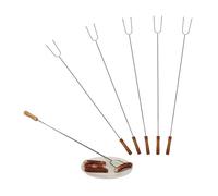 Relaxdays Brochettes grill lot de 6 piques barbecue pics grillades en inox couverts viande légume 80 cm, nature/argent