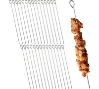relaxdays Brochettes en acier inoxydable, set de 30 pièces