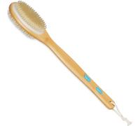 Relaxdays Brosse pour Le Dos, 2 côtés utilisables, Manche, 44 cm, Patins antidérapants, pour se doucher, Nature - Blanc