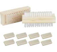 relaxdays Brosse à main en bois, set de 10 pièces