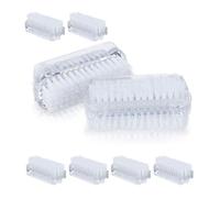 relaxdays Brosse à Ongles, Jeu de 8, à Deux côtés pour Les Mains, Poils Dur, Plastique;HlP :3,5x8,5x3,5 cm; Transparente