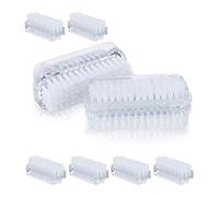 Relaxdays Brosse à Ongles, Plastique;HlP :3,5x8,5x3,5 cm; Transparente | jeu de 8, à deux côtés pour les mains, poils dur